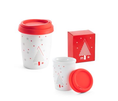 Taza de Viaje Porcelana Doble Pared con Tapa de Silicona