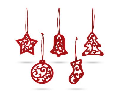 Set 5 Adornos Navideños de Fieltro con Diseño Festivo