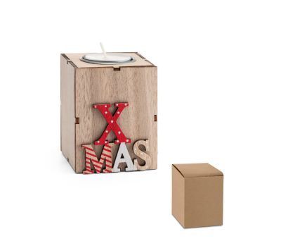 Portavelas de Madera MDF con Vela Aromática y Caja
