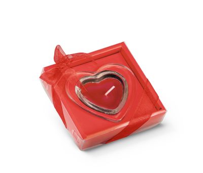 Vela Decorativa Corazón con Base de Cristal y Caja Regalo