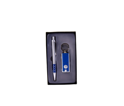 SET BOLIGRAFO + LLAVERO LINTERNA LED ESTUCHE AZUL - A4573-AZ