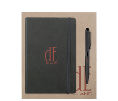Set Libreta PU y Bolígrafo Metálico en Caja Kraft