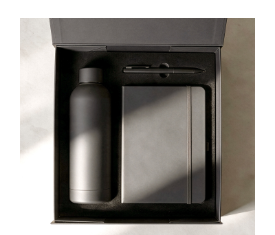 Set Oficina Premium con Botella Reciclada y Libreta PU en Caja - AGY54543