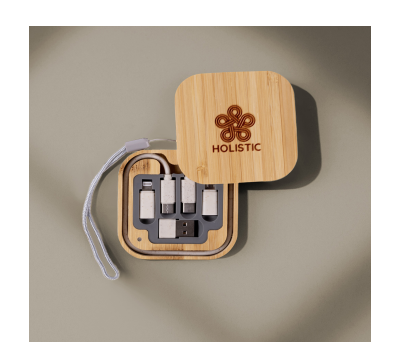 Set de Cables Multi-Conector en Caja de Bambú - AGY55559