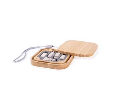 Set de Cables Multi-Conector en Caja de Bambú