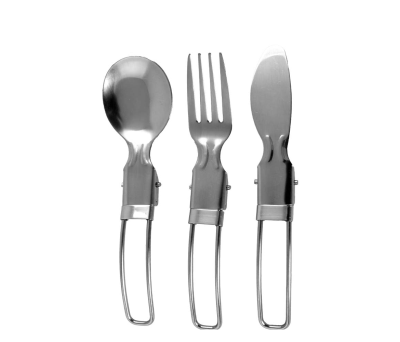 Set de Cubiertos Plegables de Acero Inoxidable con Bolsa RPET