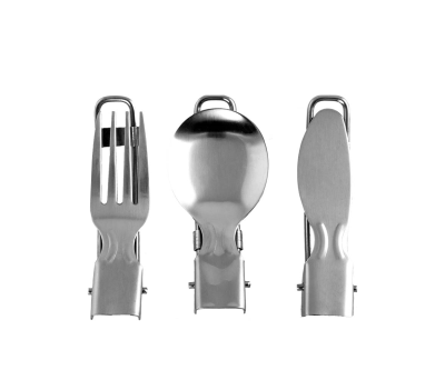 Set de Cubiertos Plegables de Acero Inoxidable con Bolsa RPET