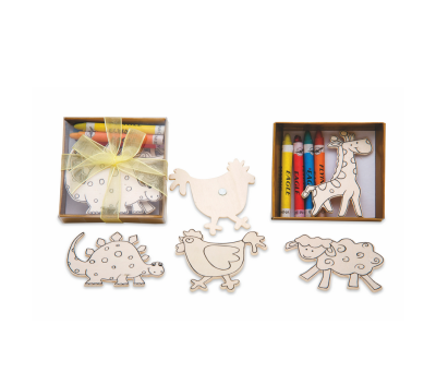 Set de Imanes de Madera para Pintar con Ceras para Niños