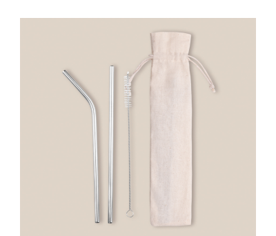 Set de Pajitas de Acero Inoxidable Reutilizables con Limpiador y Bolsa d... - AGY50036