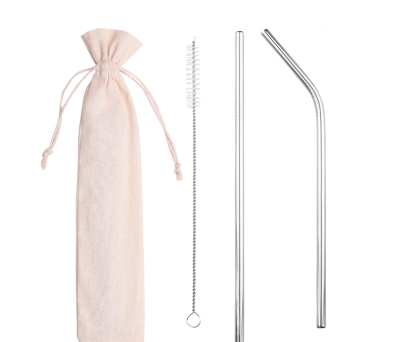 Set de Pajitas de Acero Inoxidable Reutilizables con Limpiador y Bolsa d...
