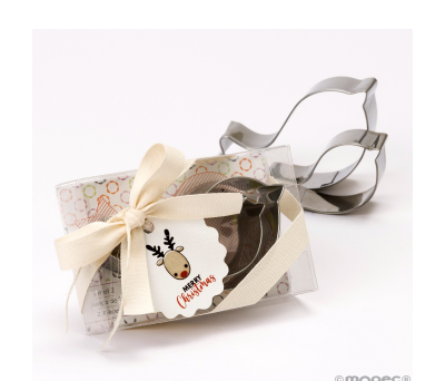Set moldes para galletas en caja regalo y tarjeta reno - AMA419