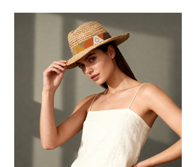Sombrero de Rafia Tejida con Etiqueta - AGY55076