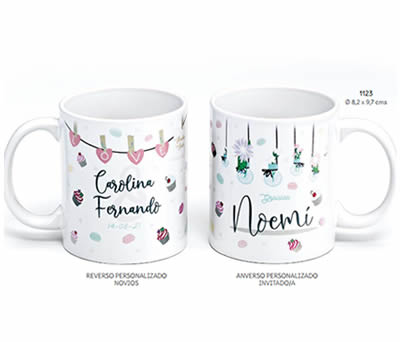 TAZA BODA PERSONALIZADA NOMBRE INVITADO/A Y NOVIOS C/CAJA DE REGALO. Ø 8.2x9.7 cms. (Mínimo 10 uds.). ADOP1123