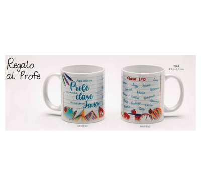 TAZA PROFESOR/A L. PERSONALIZADA NOMBRE Y NOMBRES ALUMNOS C/CAJA DE REGALO. ADOP7664