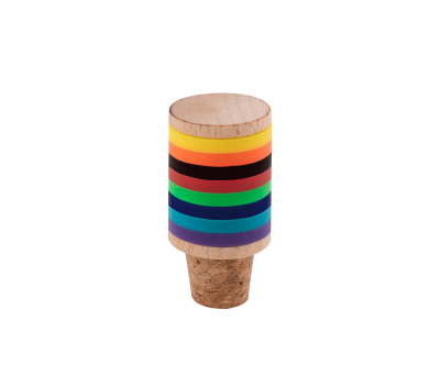 Tapón de Corcho y Madera con Anillas Identificadoras para Copas