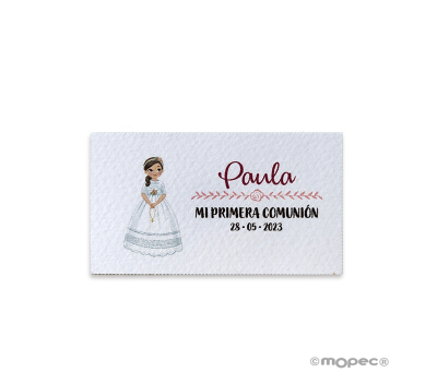 Tarj. precortadas niña Comunión con rosario 30xhj..min.5 - AX8580