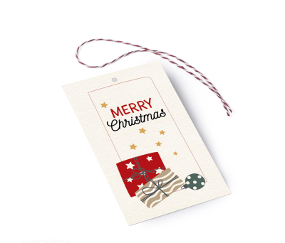 Tarjetón Feliz Navidad regalos con cordel - ANX82