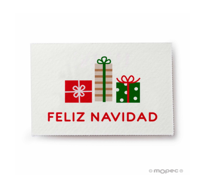 Tarjeta Feliz Navidad con regalos 5x3,5cm.1hj=36u.min5 - ANX4.1