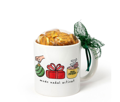 Taza "Mode Nadal Activat" en caja regalo con 6 bombones - ANGB9.2
