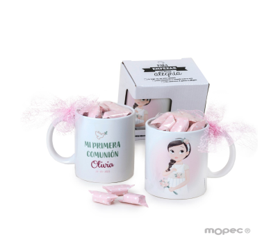 Taza Comunión niña romántica 7caramelos en caja regalo - AGD969.1