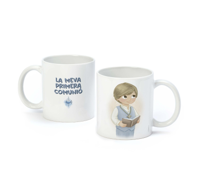 Taza Primera Comunió niño chaleco y Biblia en caja regalo - AG95.2