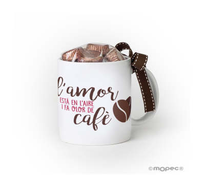 Taza cerámica El Amor...Huele a Café 6 bomb. caja regalo CAT - AGB507.2