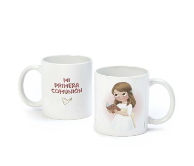 Taza cerámica Primera Comunión niña con Biblia caja regalo - AG61.1