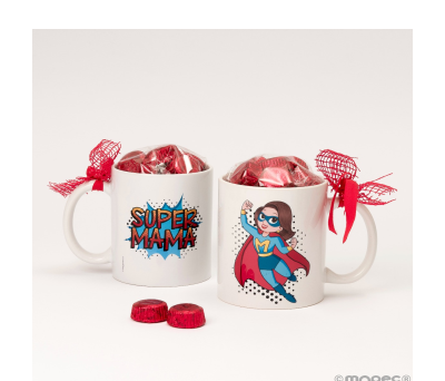 Taza cerámica SUPER MAMÁ 6 bombones en caja regalo - AGB734.1