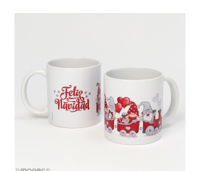 Taza cerámica tren gnomos rojos Feliz Navidad caja regalo - ANG4.1