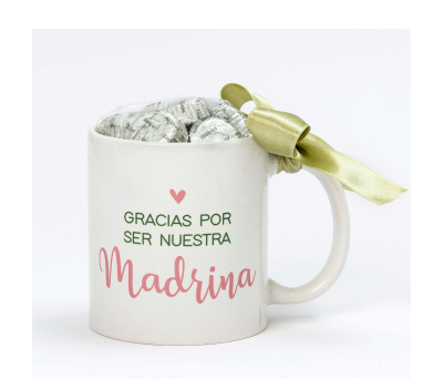 Taza de cerámica "Gracias Madrina" 6 bombones en caja regalo - AGB71.1
