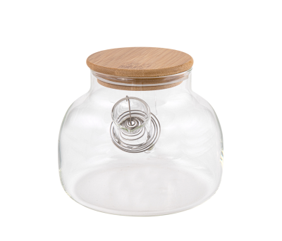 Tetera de Borosilicato con Tapa de Bambú y Filtro Metálico