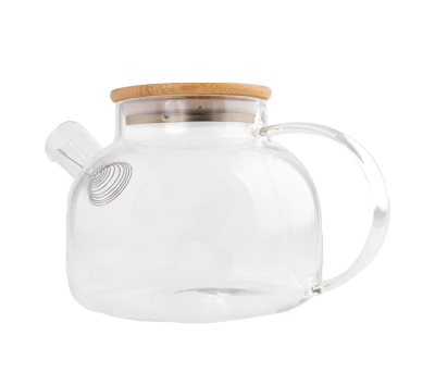 Tetera de Borosilicato con Tapa de Bambú y Filtro Metálico
