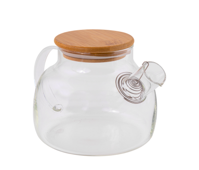 Tetera de Borosilicato con Tapa de Bambú y Filtro Metálico
