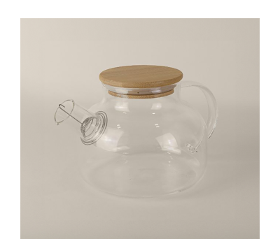 Tetera de Borosilicato con Tapa de Bambú y Filtro Metálico