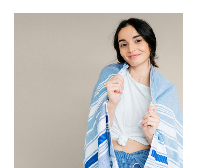 Toalla de Algodón Rizado con Estampado de Rayas - AGY54007