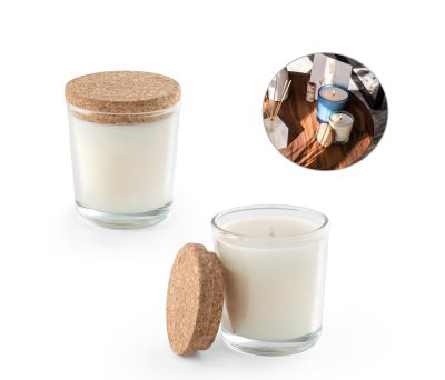 Vela Aromática en Vaso de Cristal con Tapa de Corcho 80g