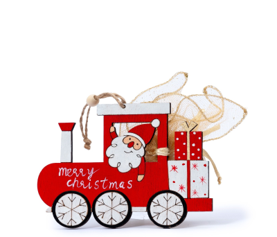 Tren madera rojo 13cm. con colgante 10 minifruits - ANWD74