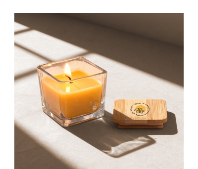 Vela Cera de Abeja y Vegetal con Tapa de Bambú - AGY54063