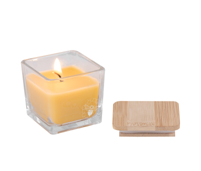 Vela Cera de Abeja y Vegetal con Tapa de Bambú