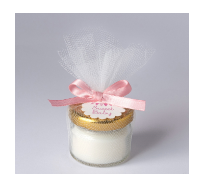 Vela jazmín 20gr. con lazo y tarjetita rosa Sweet Baby - AHA5.02