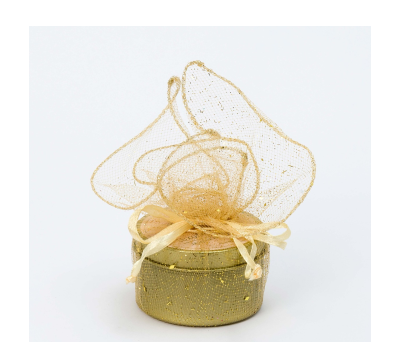 Vela metálica aroma jazmín pañuelo dorado Ø6x4cm min 6 - ANHA3