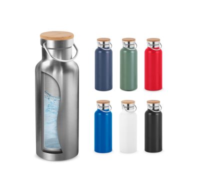 Botella Térmica de Acero Inoxidable con Tapa de Bambú 570 ml