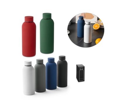 Botella Térmica de Acero Reciclado con Acabado Gomoso 550ml