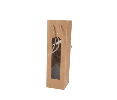 BOLSA PARA BOTELLA DE VINO KRAFT CON VENTANA A9245