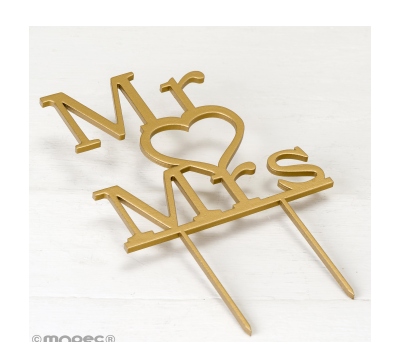 Cake topper de madera para boda. Mr & Mrs 13x21cm. AW183