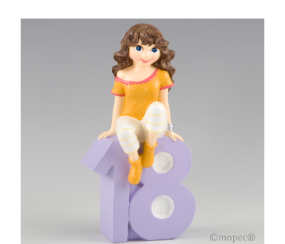 Figura para pastel 18 aniv. chica camiseta 20cm AY33