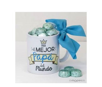 Taza cerámica Para el Mejor Papá en caja regalo 6 bombones - AGB300.3.1