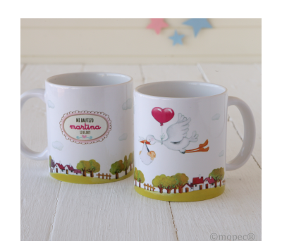 Taza cerámica Pit & Pita cigueña niña en caja regalo - AG503.2